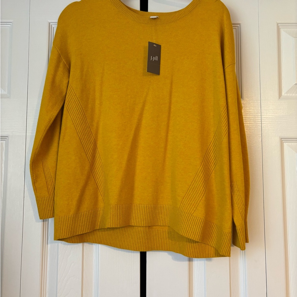 J. Jill Yellow Crew Neck Sweater Small Petite NWT